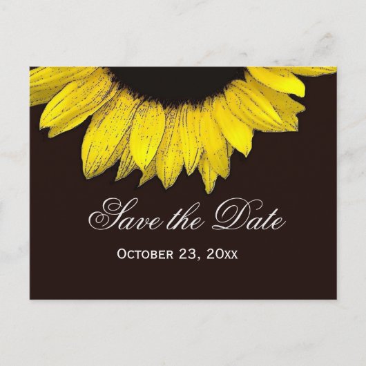 Moderne Save the Date gelbe Sonnenblume Ankündigungspostkarte (Vorderseite)