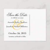 Moderne Save the Date goldfarbene Sonnenblume v6 Ankündigungspostkarte (Rückseite)