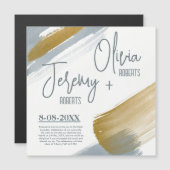 Moderne Save the Date Hochzeit in Goldmedaille Magneteinladung (Vorne/Hinten)