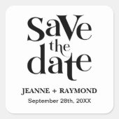 Moderne Save the Date Hochzeitserklärung Quadratischer Aufkleber (Vorderseite)