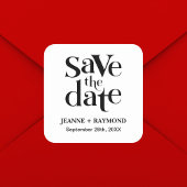 Moderne Save the Date Hochzeitserklärung Quadratischer Aufkleber