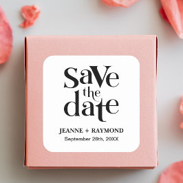 Moderne Save the Date Hochzeitserklärung Quadratischer Aufkleber