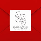 Moderne Save the Date Hochzeitserklärung Quadratischer Aufkleber