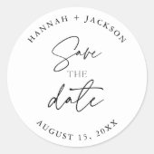 Moderne Save the Date Hochzeitserklärung Runder Aufkleber (Vorderseite)