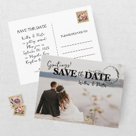 Moderne Save-The-Date-Hochzeitsfoto Ankündigungspostkarte