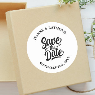 Moderne Save The Date Individuelle Hochzeitsankünd Runder Aufkleber