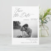 Moderne Save the Date Karte Elegantes Foto (Stehend Vorderseite)