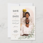 Moderne Save-the-Date-Karte mit Salbeigrün-Fotogra Save The Date (Vorderseite)