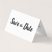 Moderne Save the Date-Karte mit weißem und schwarz Visitenkarten (Vorderseite)