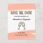 Moderne Save the Date Korallenkoralle Postkarte (Vorderseite)