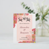 Moderne Save the Date Korallenkoralle Postkarte (Stehend Vorderseite)