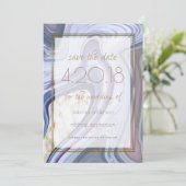 Moderne Save the Date marbleisierte Lila Rose Agat (Stehend Vorderseite)