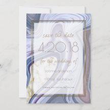 Moderne Save the Date marbleisierte Lila Rose Agat