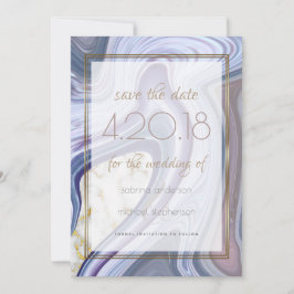 Moderne Save the Date marbleisierte Lila Rose Agat