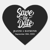 Moderne Save the Date maßgeschneiderte Hochzeitsan Herz-Aufkleber (Vorderseite)