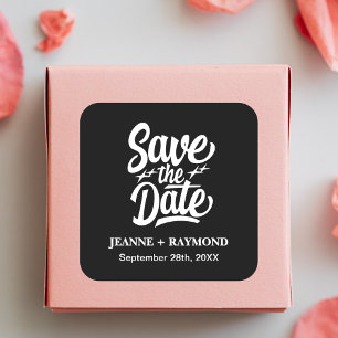 Moderne Save the Date maßgeschneiderte Hochzeitsan Quadratischer Aufkleber