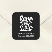 Moderne Save the Date maßgeschneiderte Hochzeitsan Quadratischer Aufkleber