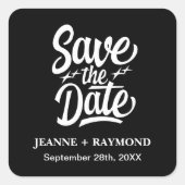 Moderne Save the Date maßgeschneiderte Hochzeitsan Quadratischer Aufkleber (Vorderseite)