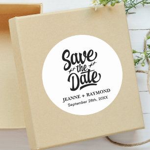 Moderne Save the Date maßgeschneiderte Hochzeitsan Runder Aufkleber