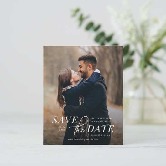 Moderne Save the Date mit Foto Budget Hochzeit (Stehend Vorderseite)