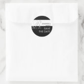 Moderne Save the Date Monogramm-Hochzeitskleber Runder Aufkleber (Tasche)