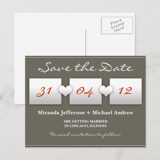 moderne Save the Date Postkarte (Vorne/Hinten)