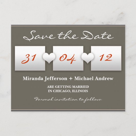 moderne Save the Date Postkarte (Vorderseite)