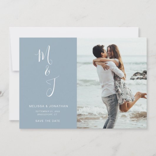 Moderne Save The Date Puderblau (Vorderseite)