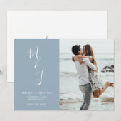 Moderne Save The Date Puderblau (Vorne/Hinten)