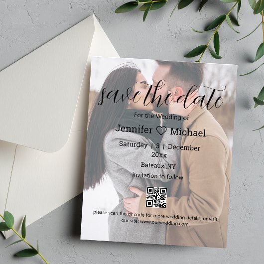 moderne Save the Date qr Foto Hochzeit Flyer