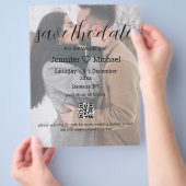 moderne Save the Date qr Foto Hochzeit Flyer (Hand)