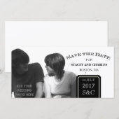 Moderne Save the Date Schwarz-Weiß-Fotokarten (Vorne/Hinten)