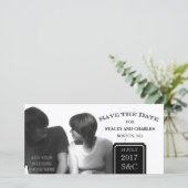 Moderne Save the Date Schwarz-Weiß-Fotokarten (Stehend Vorderseite)