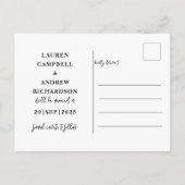 Moderne Save the Date Schwarz/Weiß Postkarte (Rückseite)