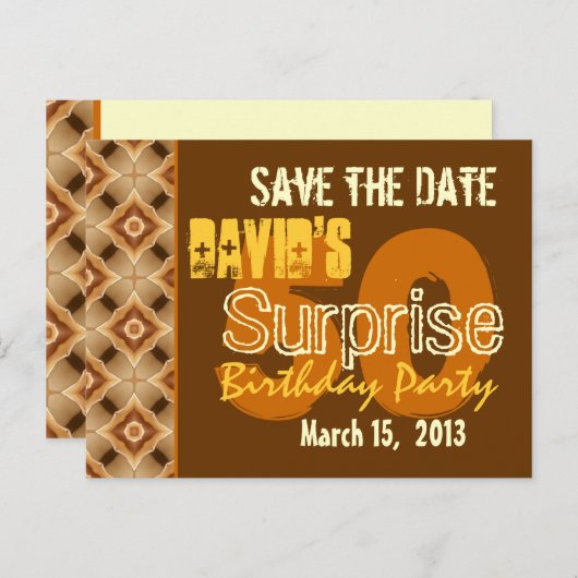 Moderne Save the Date Überraschung 50. Party W1947 Ankündigungspostkarte (Vorne/Hinten)