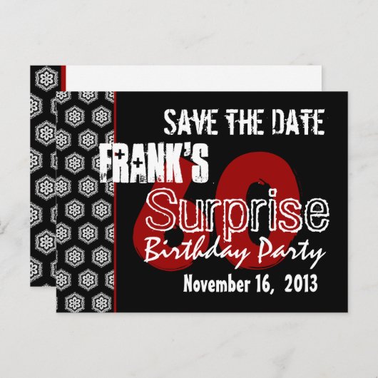 Moderne Save the Date Überraschung 60. Party W1942 Ankündigungspostkarte (Vorne/Hinten)