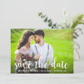 Moderne Save the Date Verlobung Couple Foto WS Einladung (Stehend Vorderseite)