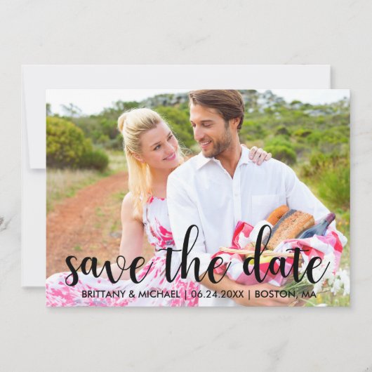 Moderne Save the Date Verlobung Paare Foto Einladung (Vorderseite)