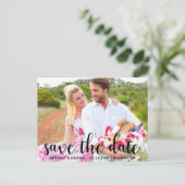 Moderne Save the Date Verlobung Paare Foto Postkarte (Stehend Vorderseite)