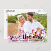 Moderne Save the Date Verlobung Paare Foto Postkarte (Vorne/Hinten)