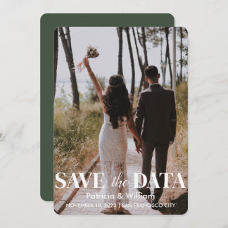 Moderne Save the Date-Waldgrüne Foto-Hochzeit Einladung