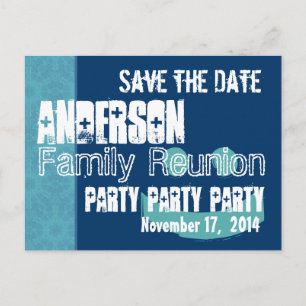 Moderne Save the Date Wiedersehen Aqua Blue V01 Ankündigungspostkarte