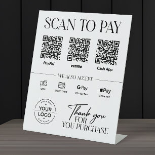 Moderne Scan-to-Pay Anzeige: PayPal, Venmo, Cash A Sockelschild