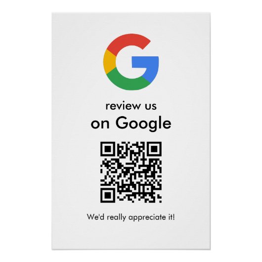 Moderne Scan-to-Review-Google-QR-Code-Geschäftsbes Poster (Vorderseite)