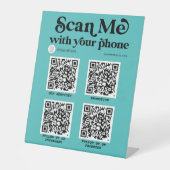 Moderne, scannbare QR-Codevernetzung Aquamarin Sockelschild (Vorderseite)