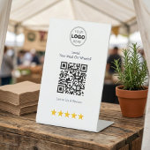 Moderne scannbare Speisenwagen-Bewertungs-QR-Code Sockelschild