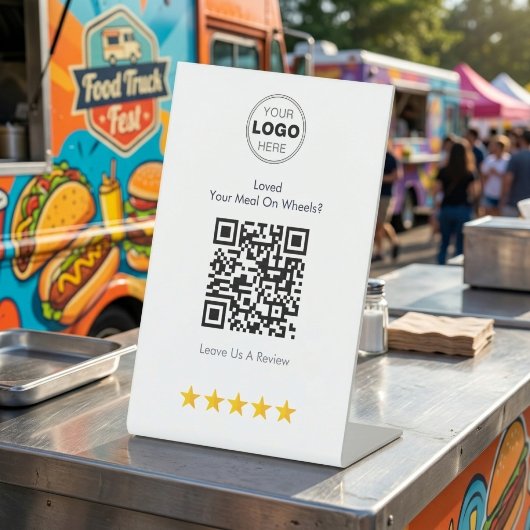 Moderne scannbare Speisenwagen-Bewertungs-QR-Code Sockelschild