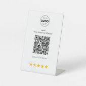 Moderne scannbare Speisenwagen-Bewertungs-QR-Code Sockelschild (Vorderseite)