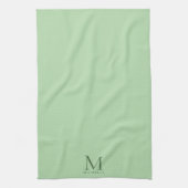 Moderne Schablone Monogramm Name Elegant Hellgrün Geschirrtuch (Vertikal)