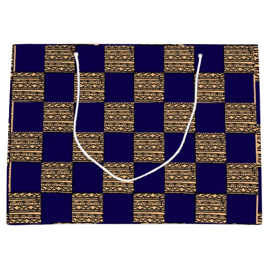 Moderne Schachbrett-Geometrie Große Geschenktüte (Vorderseite)